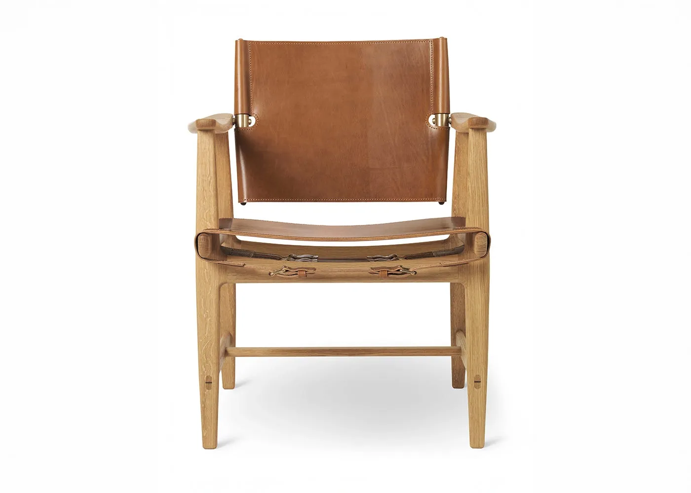 Carl Hansen & Son BM1106 Huntsman Chair Oiled Oak Cognac Leather with Brass
