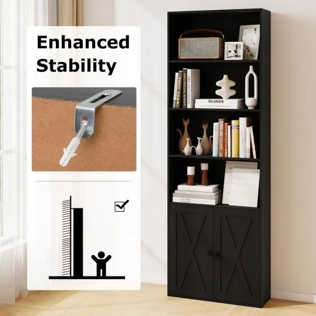 Costway 6-Tier Freestanding Bookcase Modern Bookshelf with Display Rack in Black 4