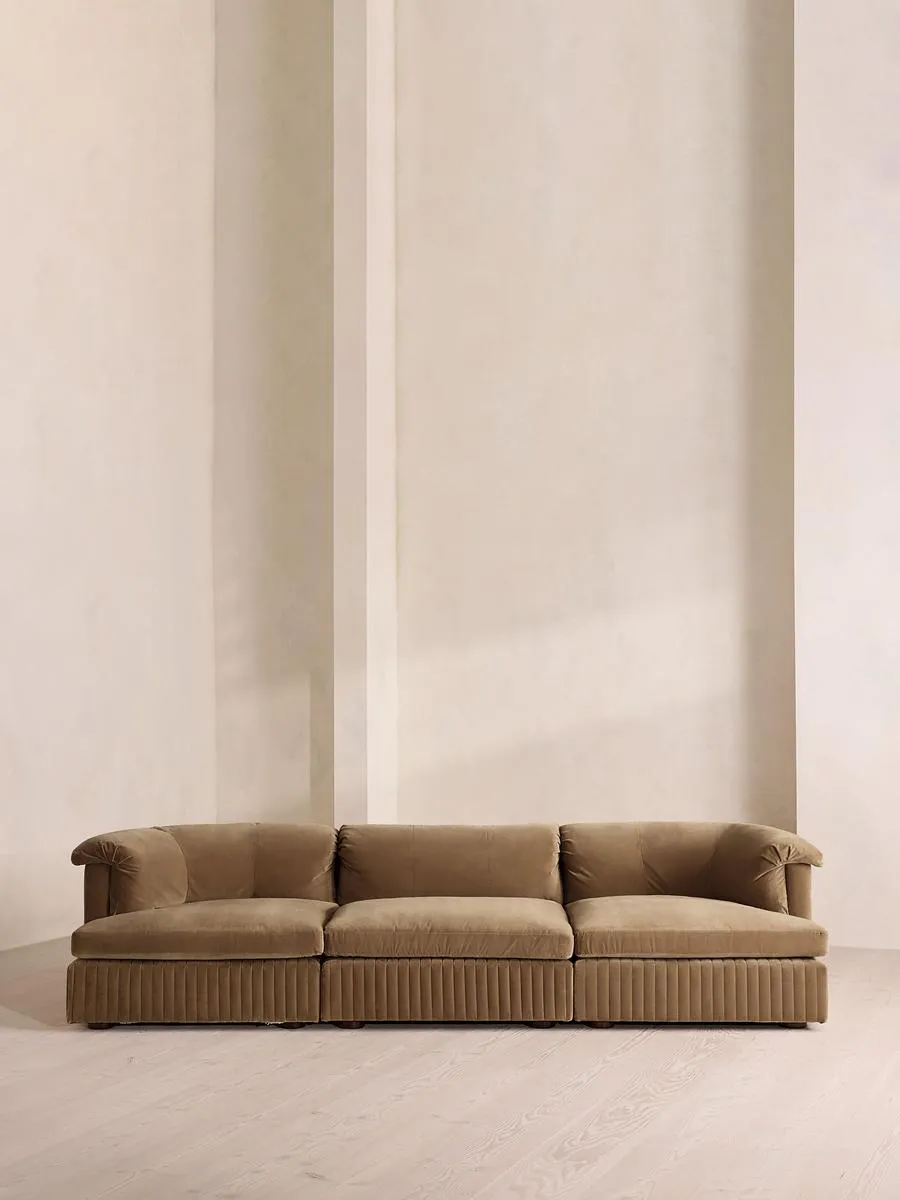 Oona Modular Sofa, Four Seater, Velvet, Truffle