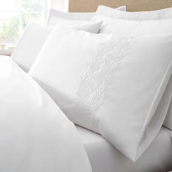 Bianca Floral Embroidery 200 Thread Count 100% Cotton Duvet Cover & Pillowcase Set 3
