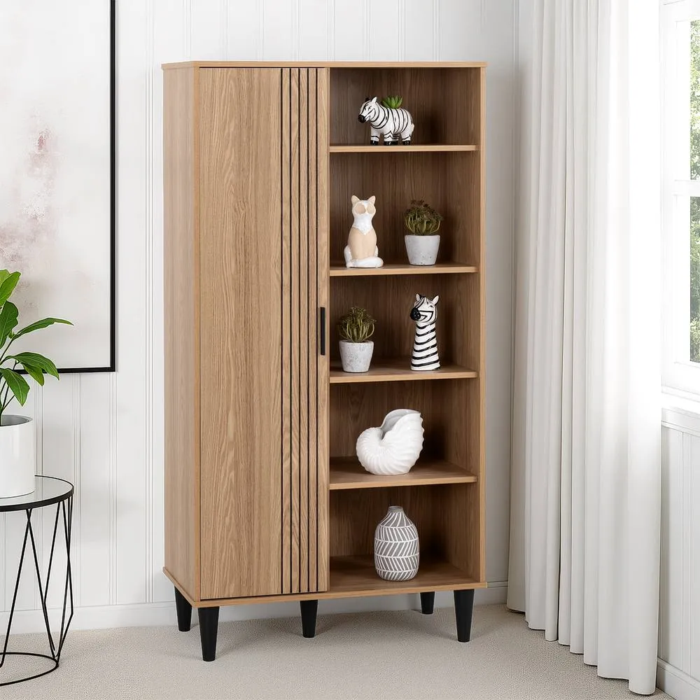 Seconique Tessa 1 Door Bookcase Unit in Natural