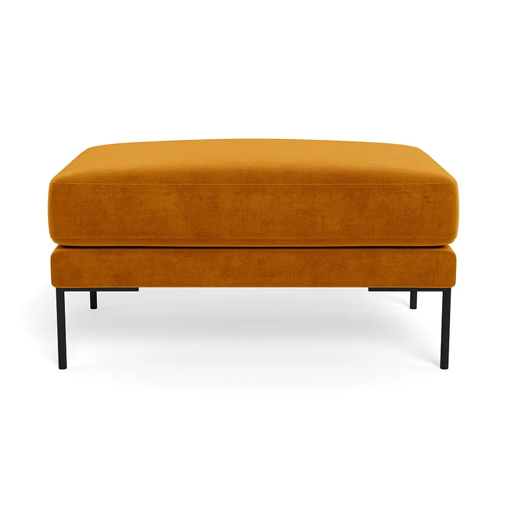 Heal's Torrington Ottoman Smart Luxe Velvet Cognac Black Feet 1