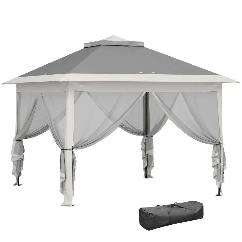 OUTSUNNY Pop Up Gazebo Height Adjustable Canopy Tent w/ Carrying Bag in Dark Grey 2