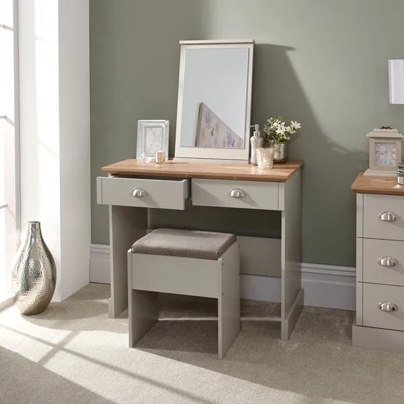 Kendal 2 Drawer Dressing Table Set with Mirror, Grey 6