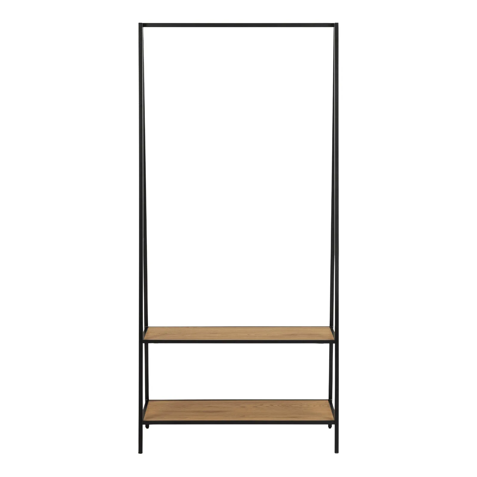 Furniture To Go Seaford Black Metal Clothes Rack with 2 Oak Shelves 2
