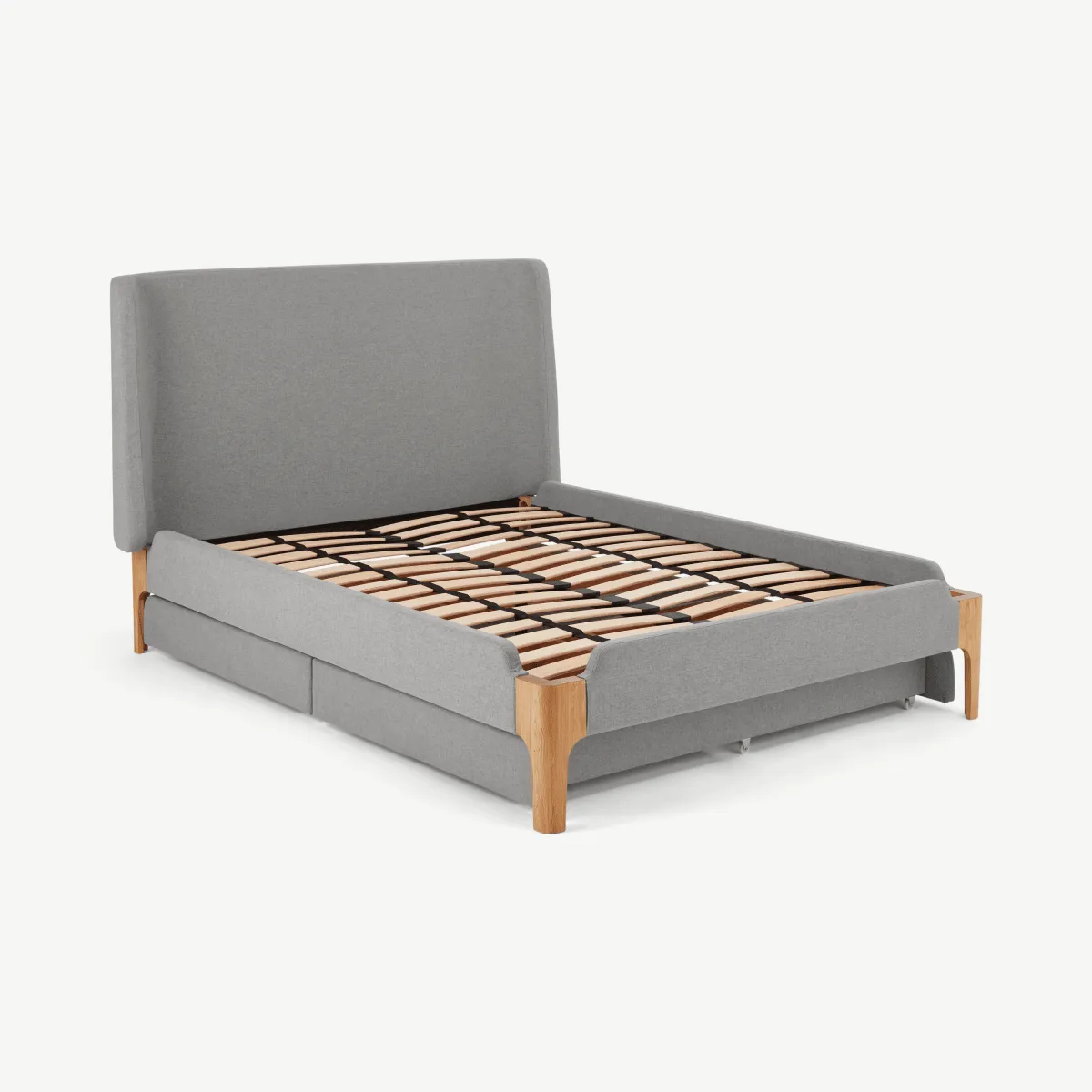 Roscoe Super King Size Bed With Storage Drawers, Cool Grey & Oak Legs