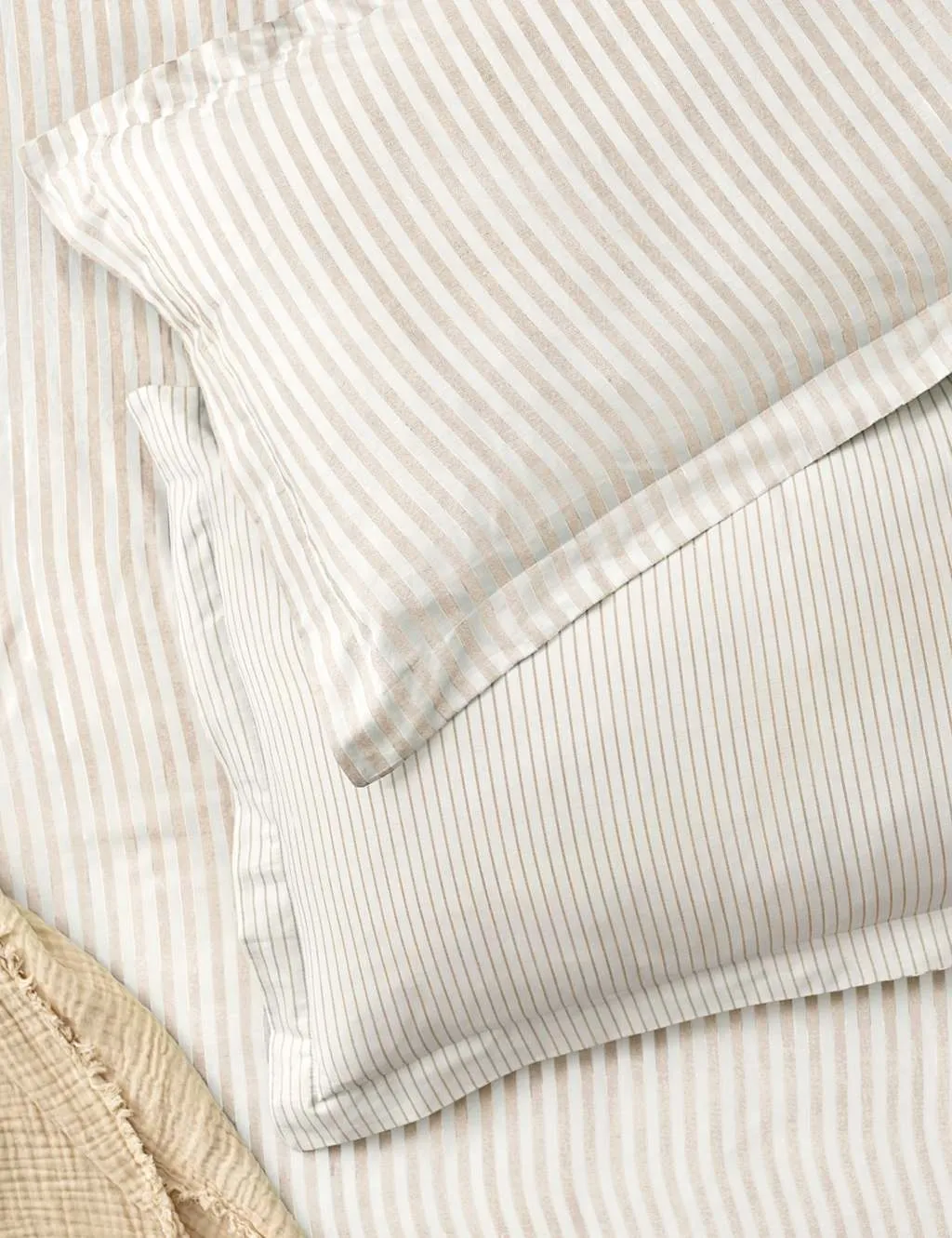 YARD 2 Pack Pure Cotton Hebden Stripe Pillowcases White Mix