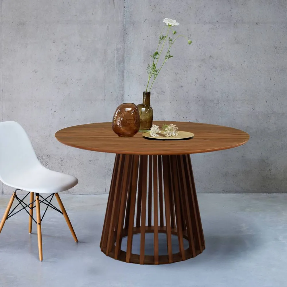 sweeek 4-seater wooden-effect dining table with spruce legs in Dark Brown 5