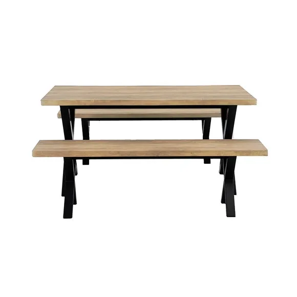 Ezra 6 Seater Rectangular Dining Table with 2 Benches 3