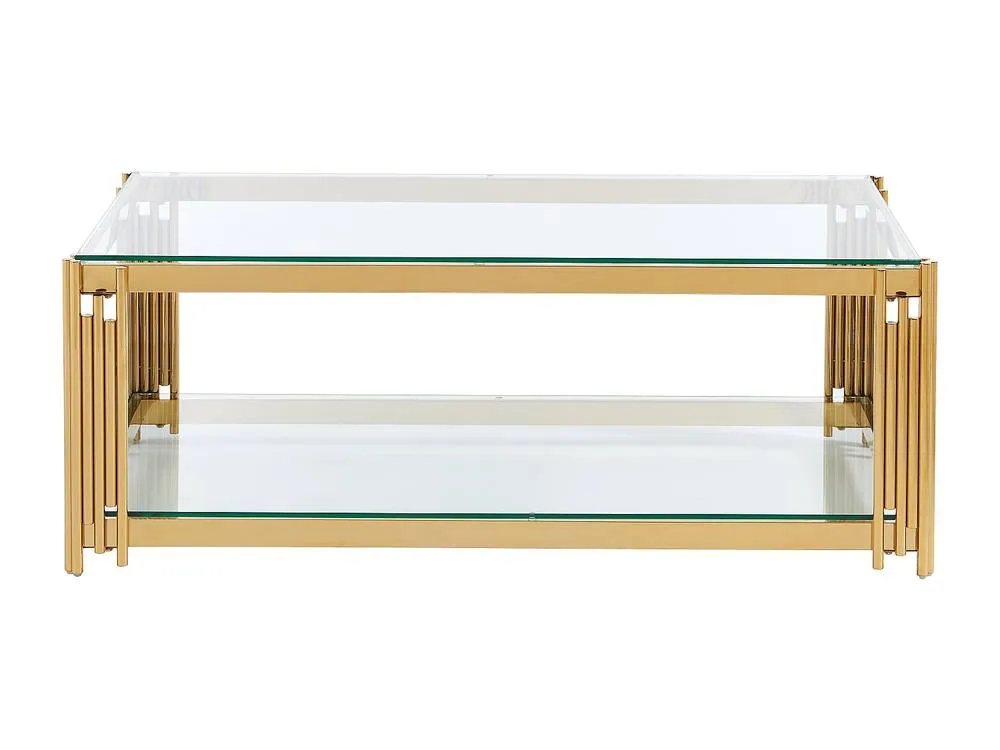 Vente-unique Tempered Glass & Stainless Steel Coffee Table - Golden - NOMELANO in Gold 2