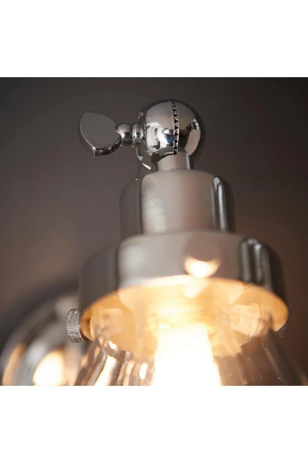 Netlighting Faraday Bathroom Adjustable Dome Wall Light with Pull Cord Chrome Glass Shade in Grey 5