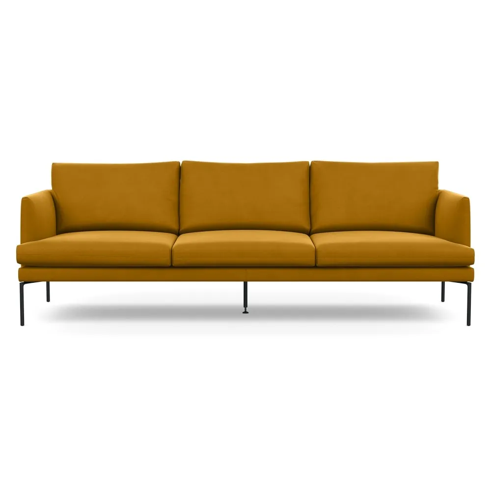 Heal's Matera 4 Seater Sofa Nobilis Velvet Mustard Black Feet 1