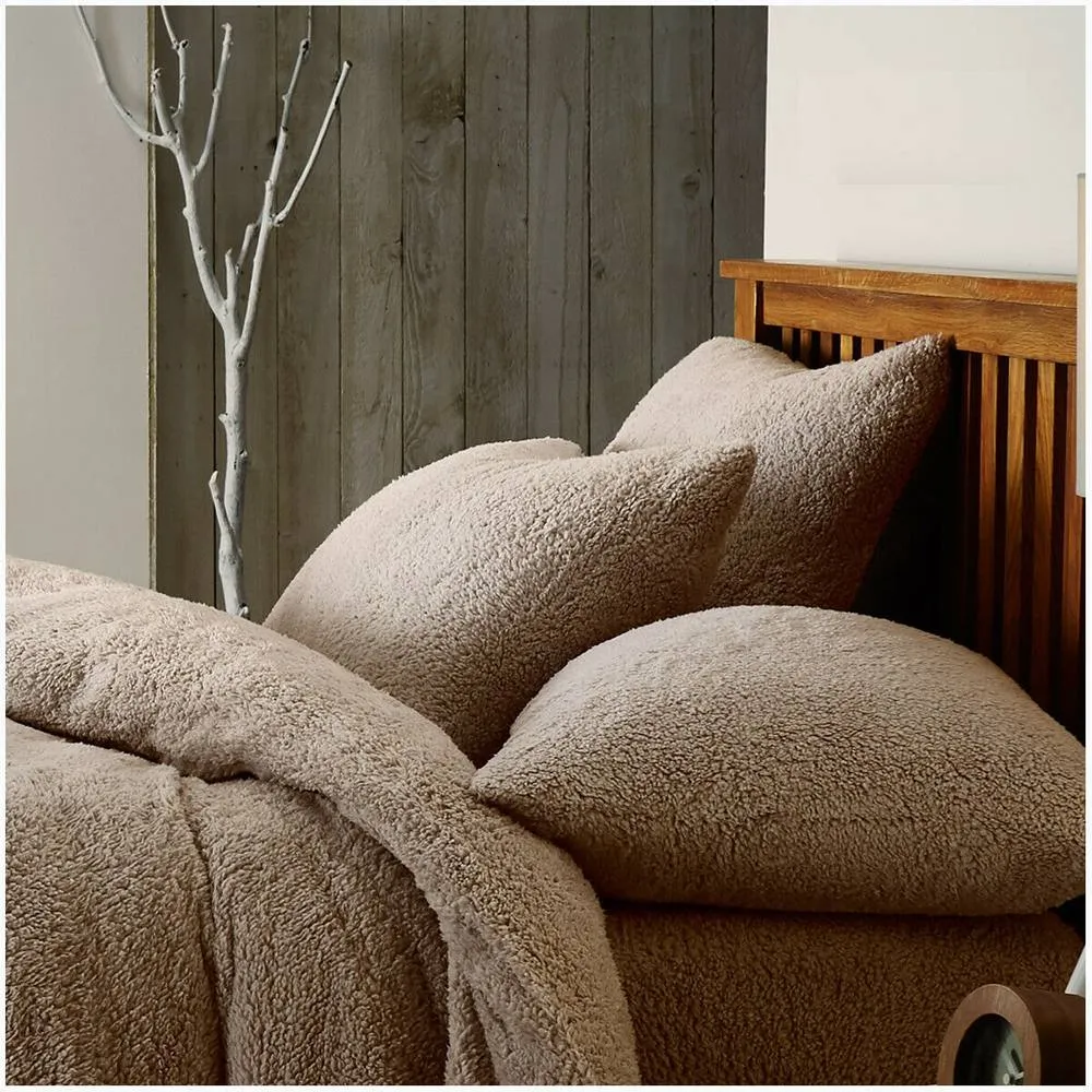 Smart Living Luxury Teddy Plain Duvet Cover & Pillowcase Set in Beige 3