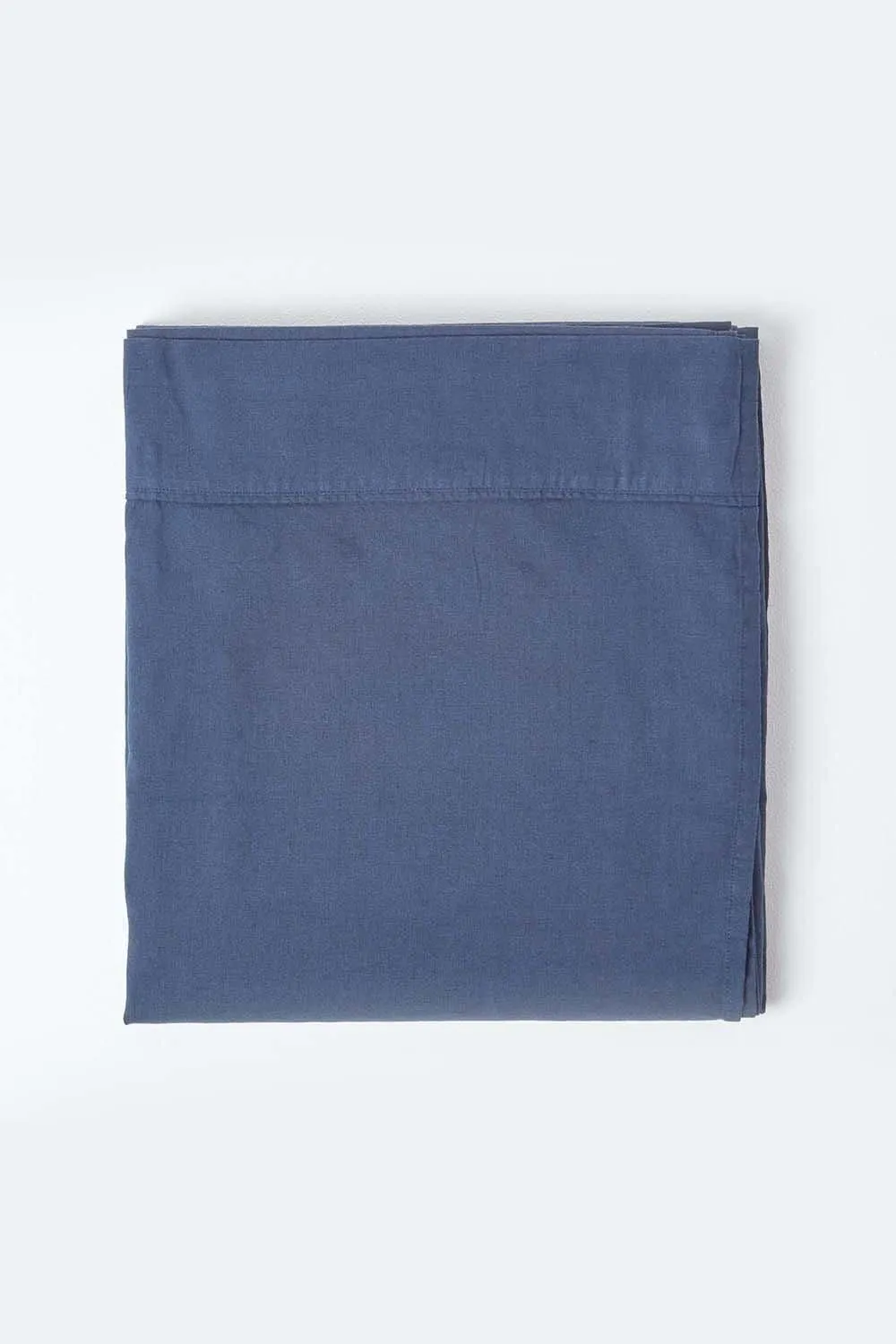 Homescapes Luxury Soft Linen Flat Sheet in Navy 2
