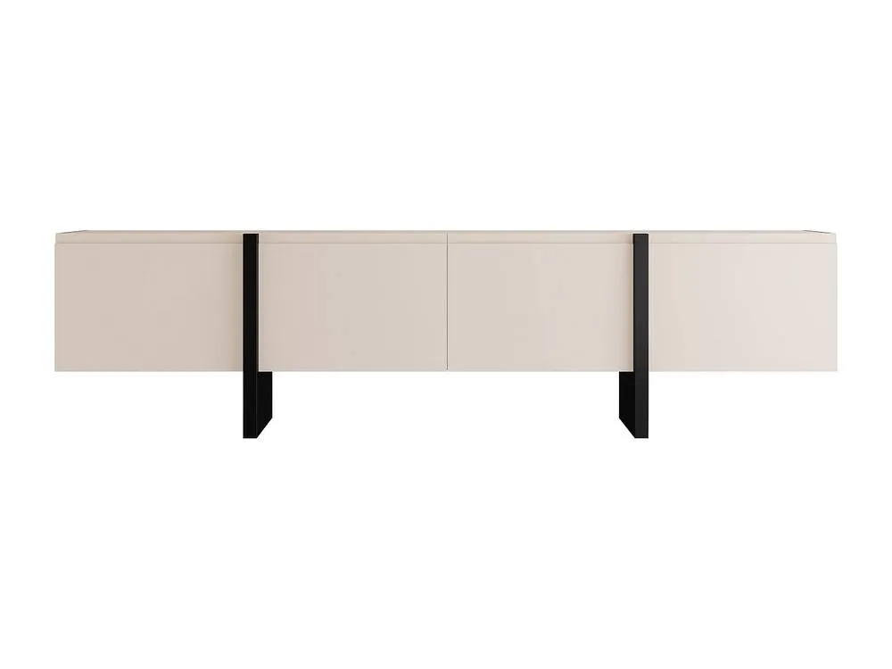 Vente-unique TV Stand With 4 MDF Doors - Beige & Black - LUVONIA 2
