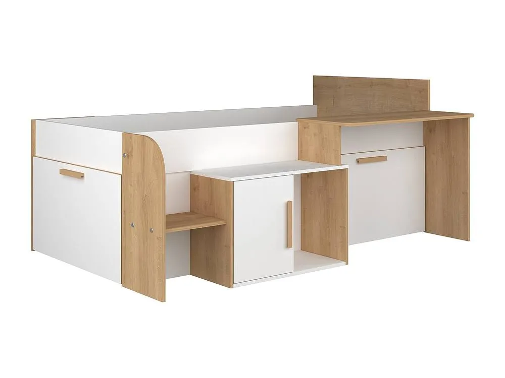 Vente-unique Combination Bed 90 X 200 Cm With Desk & Storage - Colours: White and in Light Oak 6