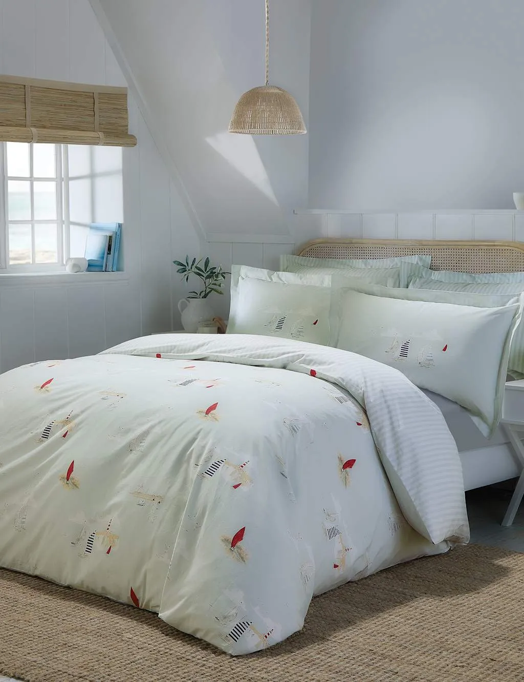 Sophie Allport Pure Cotton Coastal Boats Bedding Set Blue Mix