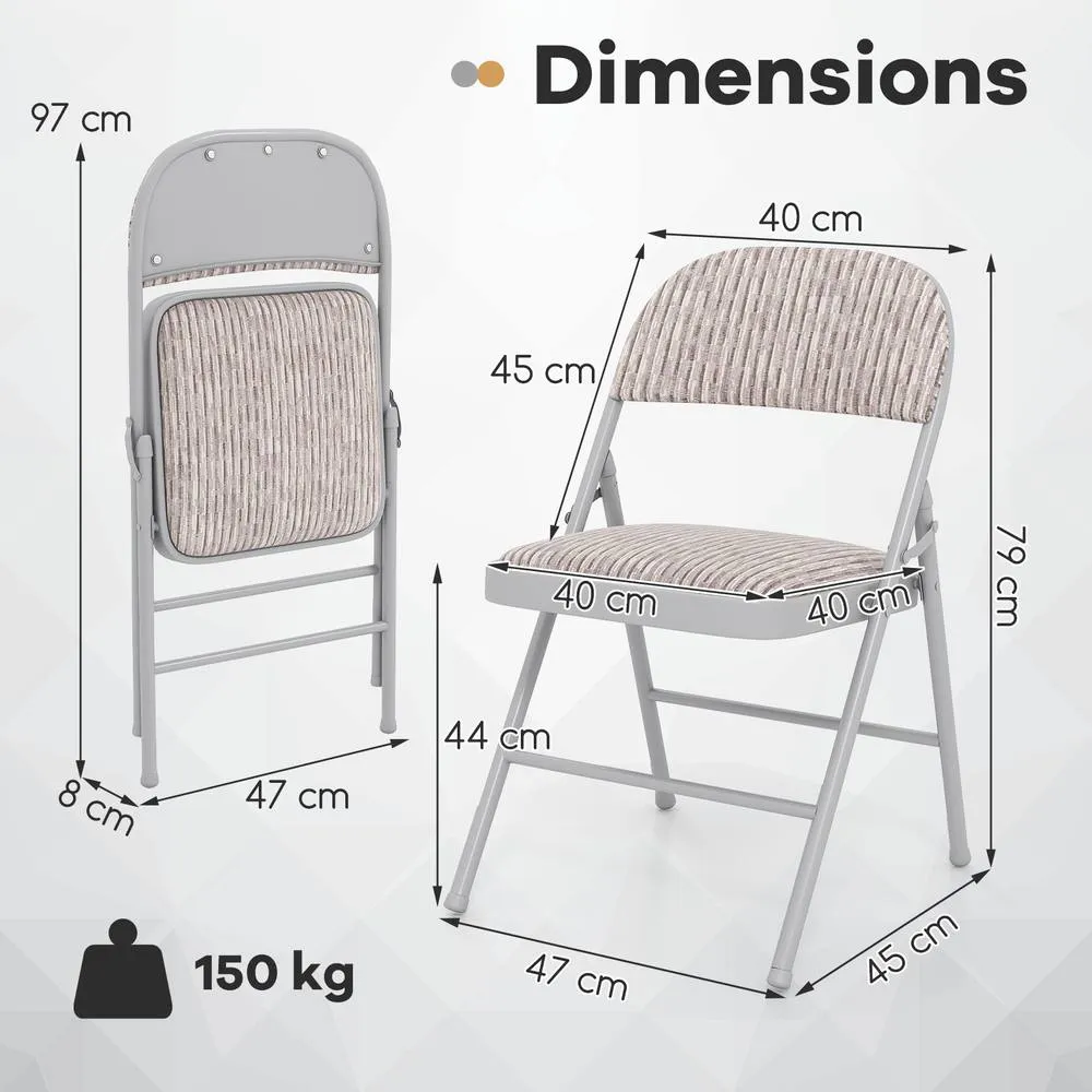 Costway 2 Pack Folding Chairs Padded Party Chairs with Metal Frame-Beige in Beige 2