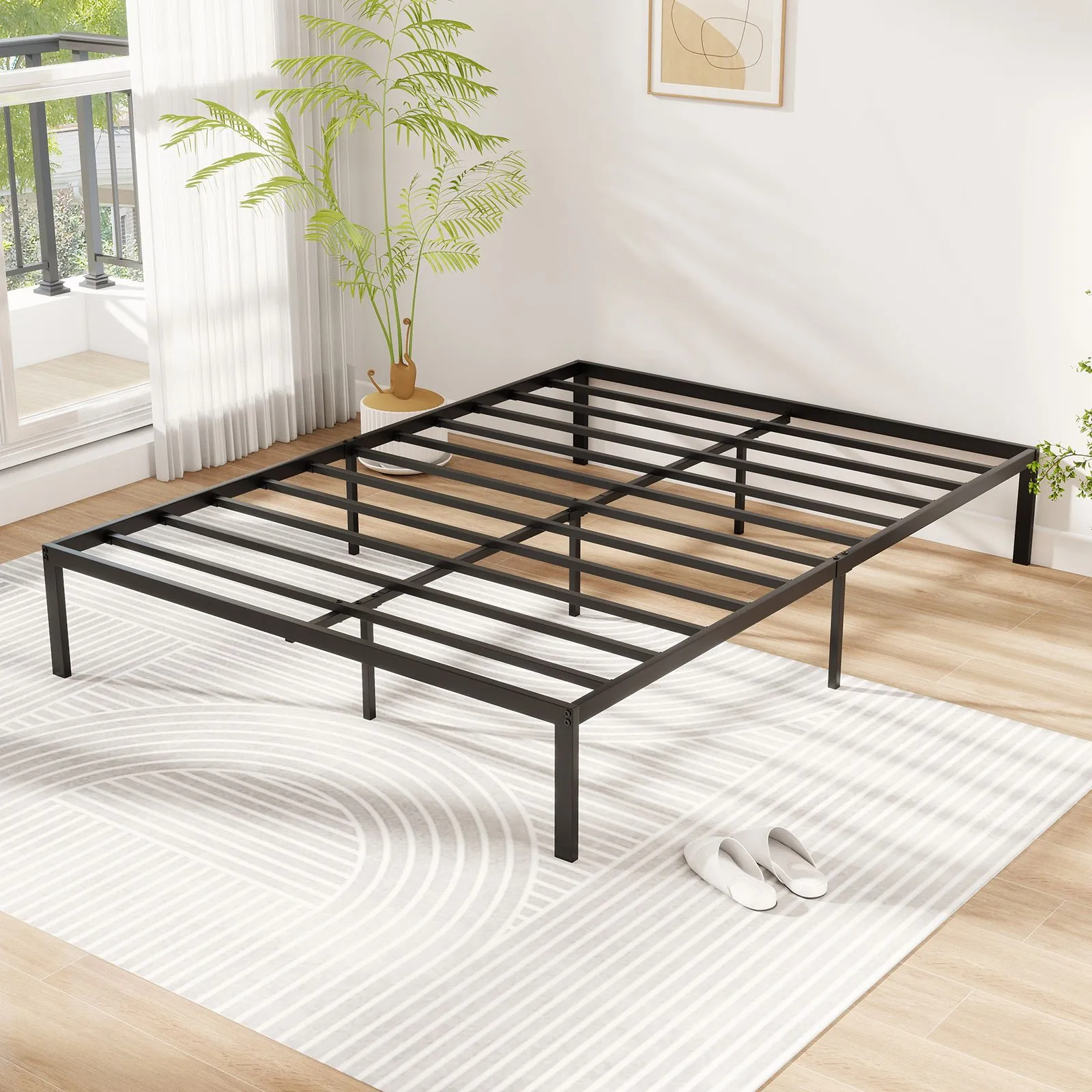 Costway Double Size/King Size Metal Bed Frame 30CM Platform Bed in Black 6