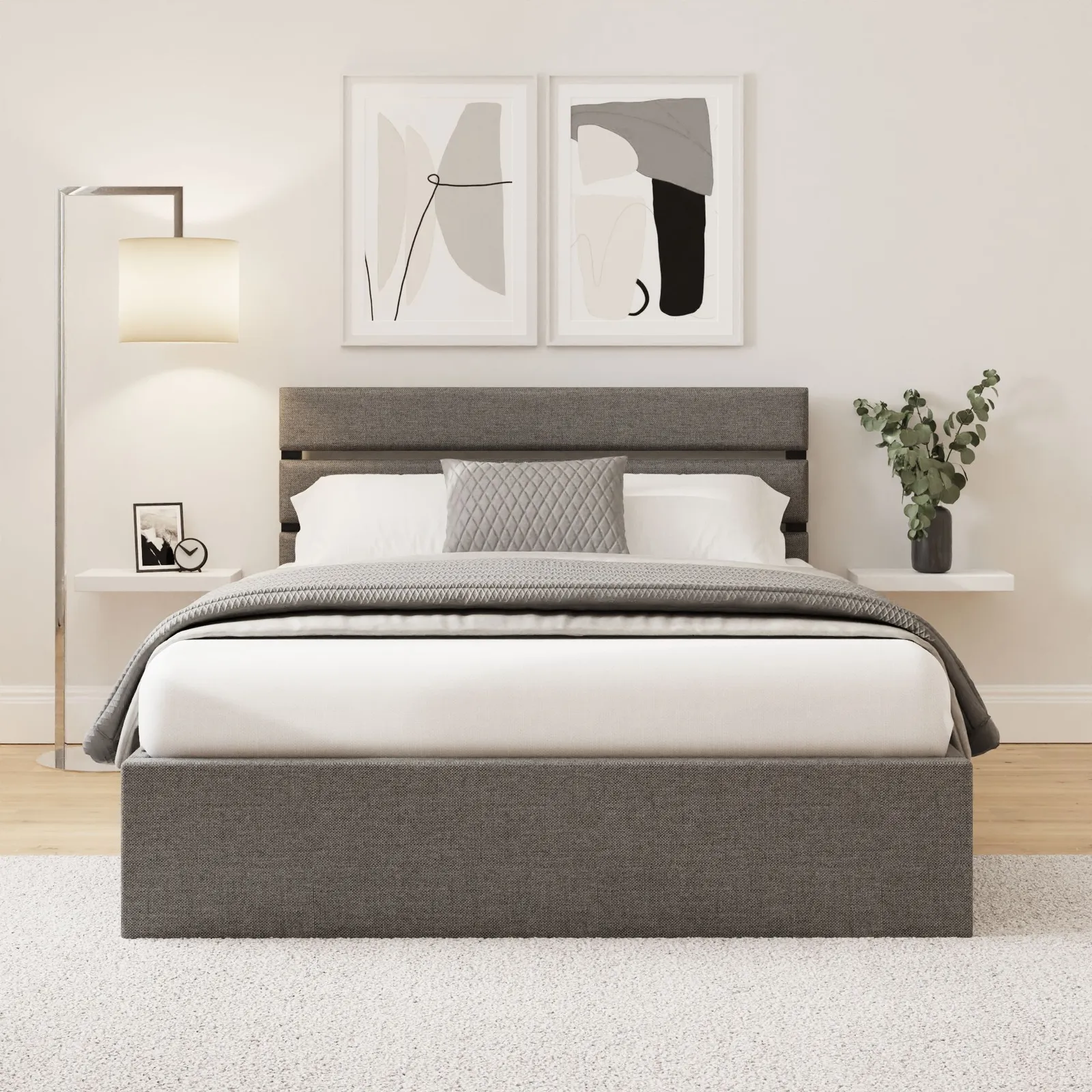 GFW Hudson End Lift Ottoman Bed in Grey
