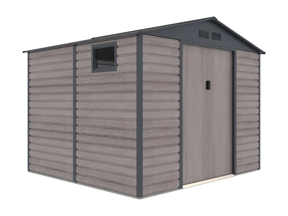 Vente-unique Galvanised Steel Garden Shed - Grey Wood Effect - 7.17 M² - ADELMO 5