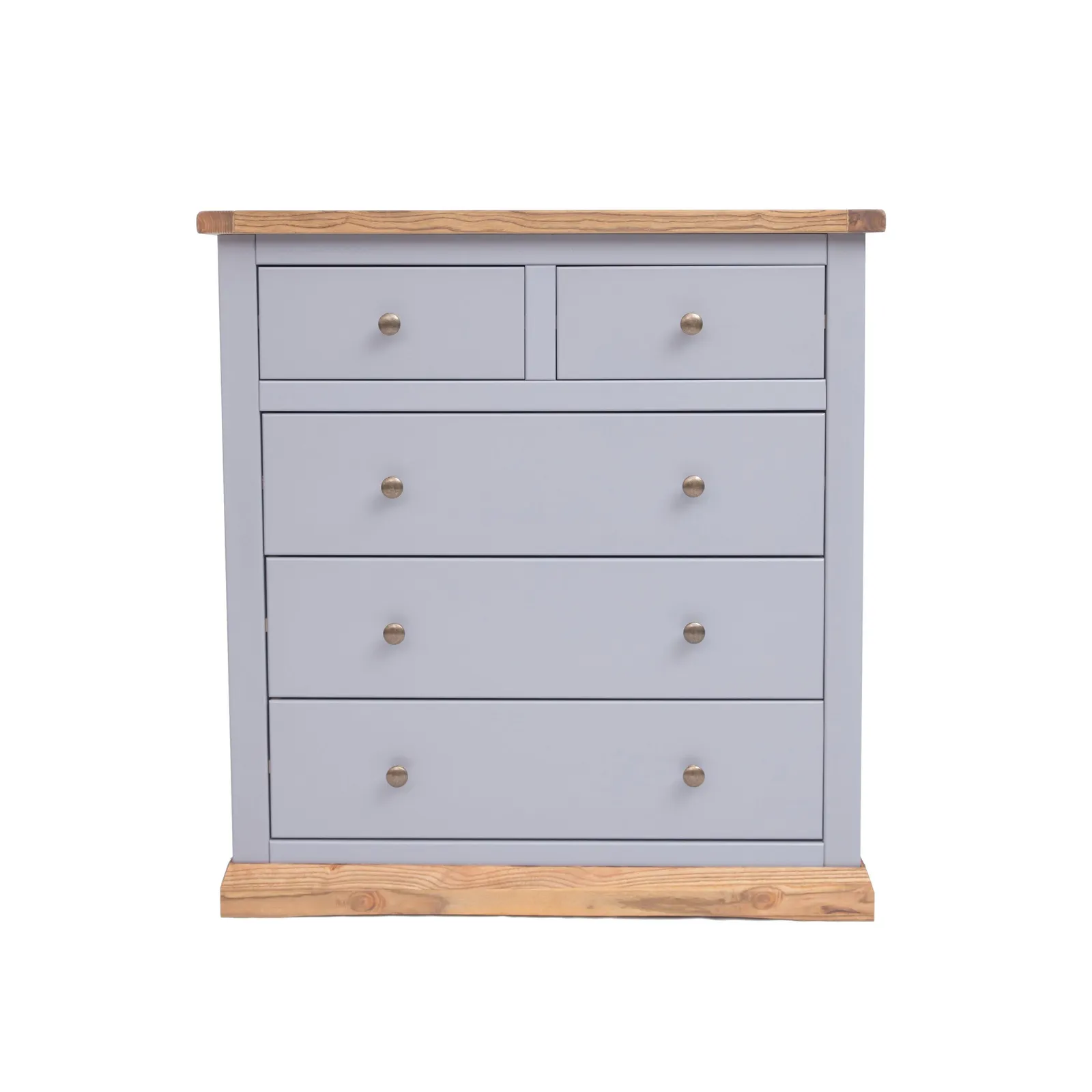 Cabinet Bits Bicarri 5 Drawer Chest of Drawers Brass Knob in Grey 2