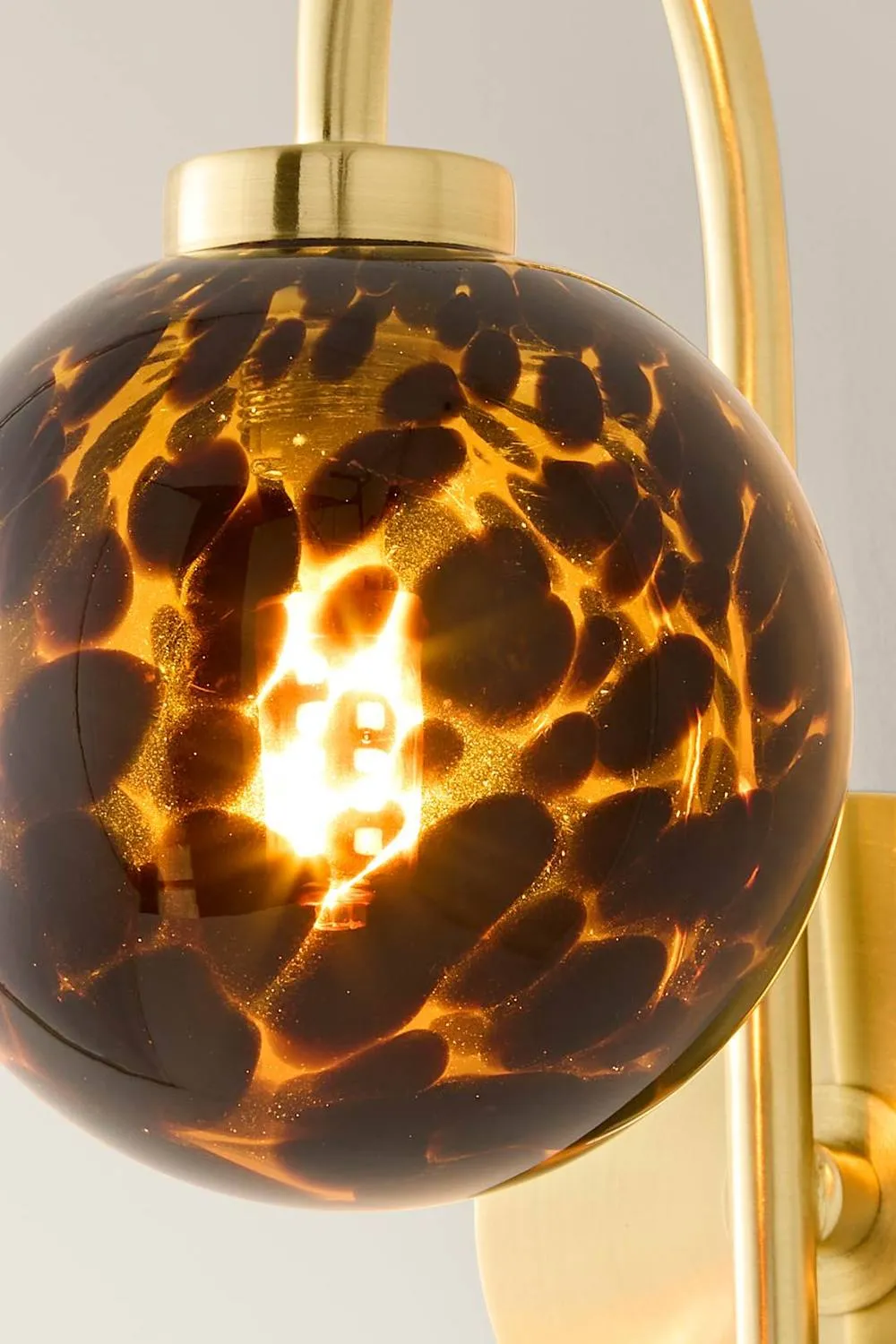 ValueLights Chiara Leopard Print Hand Blown Glass Globe Shade Wall Light in Gold 4