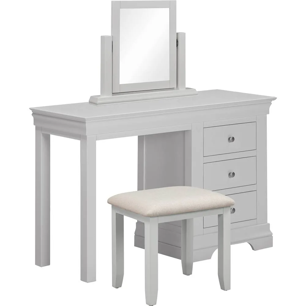 Seconique Bordeaux 3 Drawer Dressing Table Set in Light Grey 2