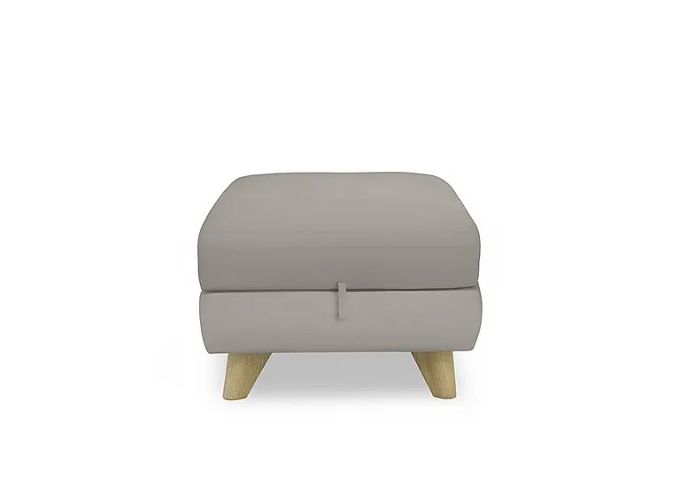 Malmo Leather Storage Footstool - Silver Grey