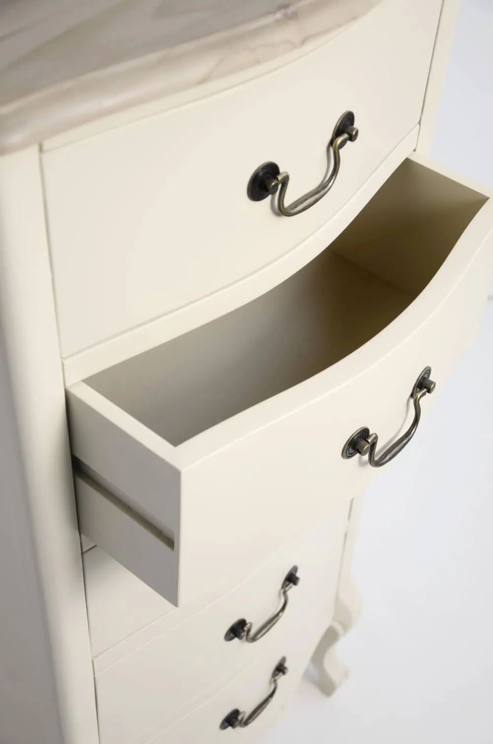 Statement Furniture Juliette Vintage Chic 5 Drawer Tallboy in Ivory 6