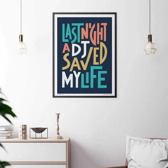 Sketchbook Design Last Night a DJ Saved My Life Framed Print 2