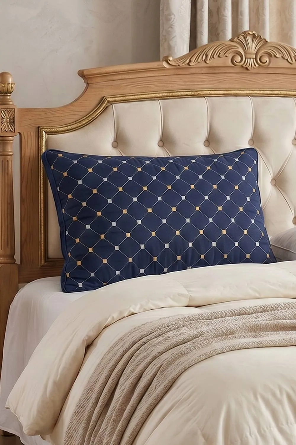 Living and Home Pillow Insert for Back Stomach and Side Sleepers in Dark Blue