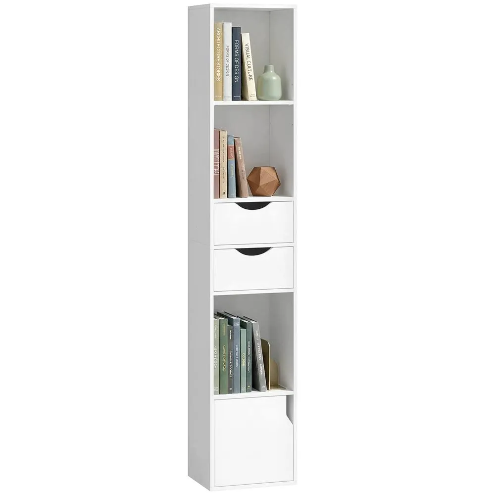 HOMCOM Bookcase with Drawers Adjustable Shelf 158 cm in White 2