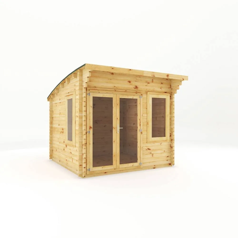 Mercia 3 x 3 m Curved Roof Log Cabin - 44 mm - L348.7 x W306 x H260 cm in Light Brown