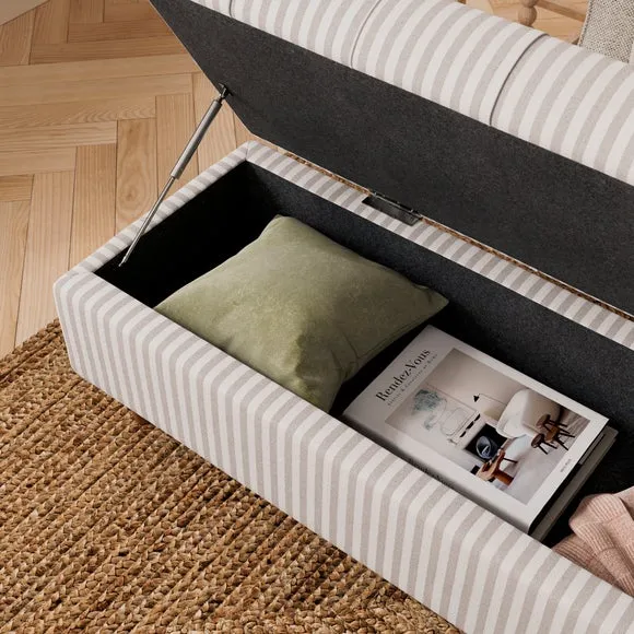 Long Buttoned Linford Stripe Storage Footstool 3