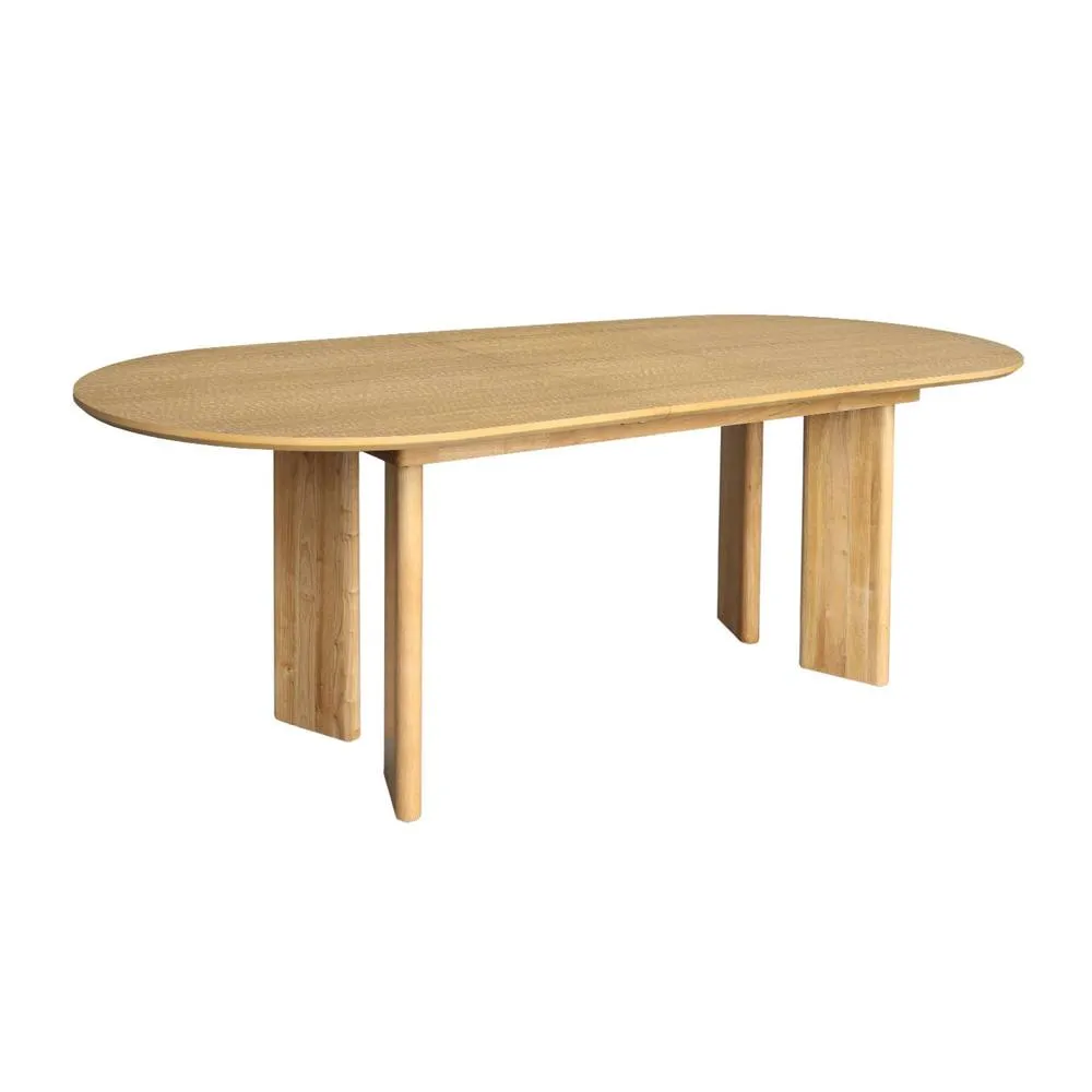 sweeek 6-8 seater oval extendable dining table, rubberwood & oak veneer in Beige 2