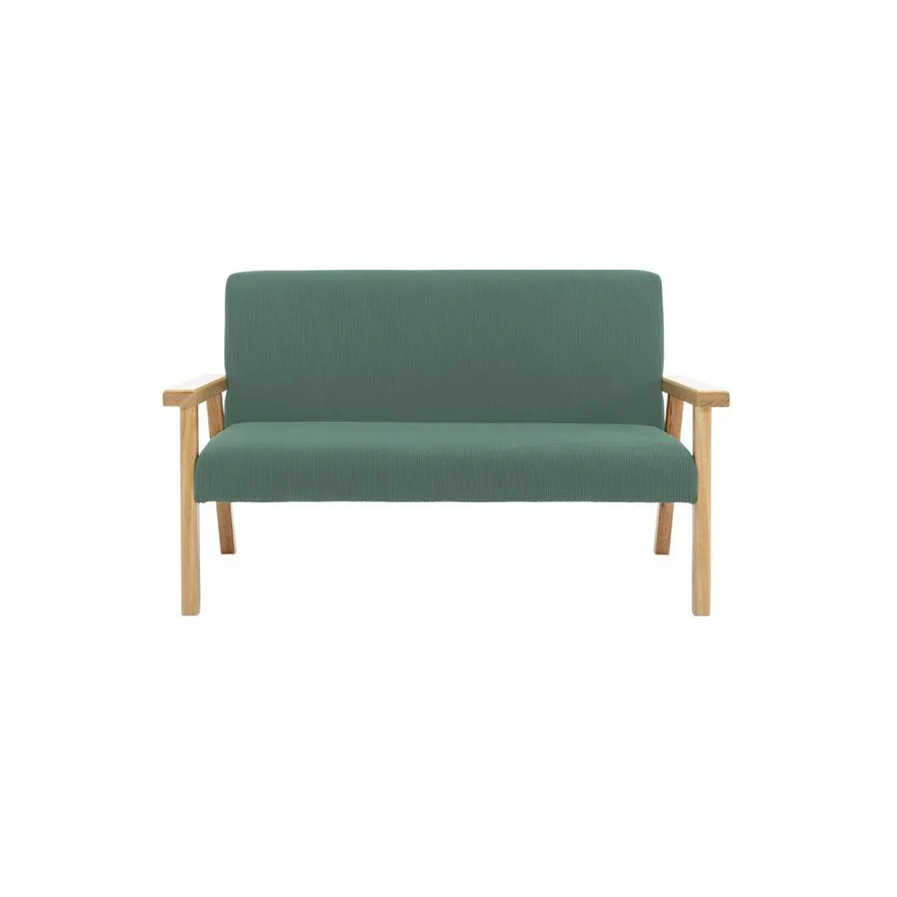 sweeek 2-seater children's bench in corduroy & hevea wood in Khaki 4