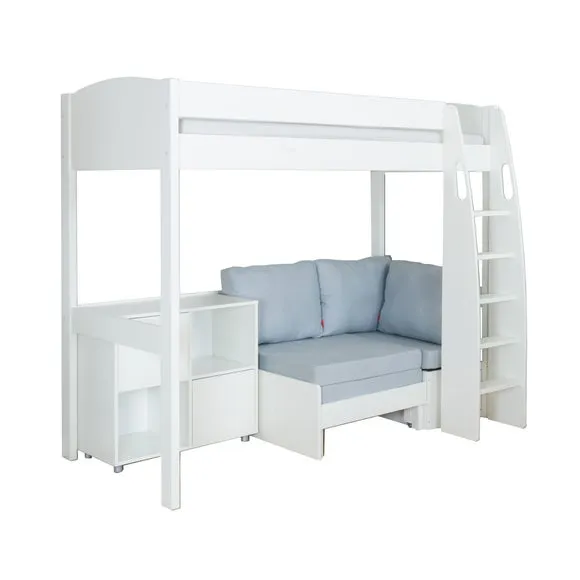 Uno High Sleeper with Corner Sofa and Cube Unit Pine 2