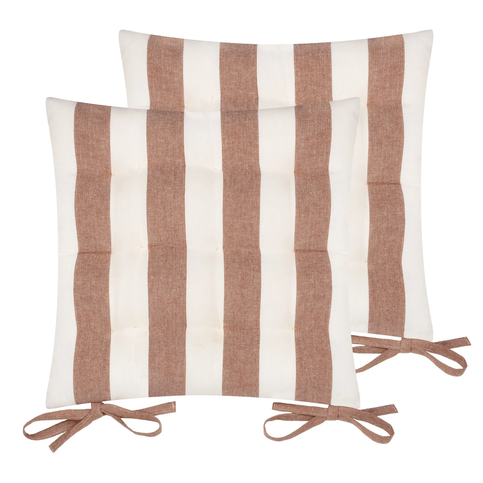 Yard Hayle Striped 100% Cotton Seat Pads - 2 Pack in Brown 2