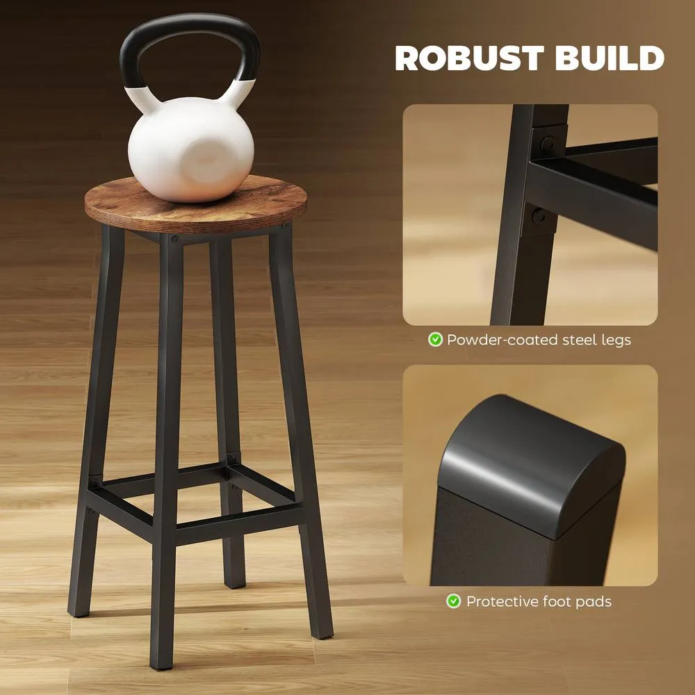 HOMCOM Barstools, Breakfast Bar Stools with Footrest, Rustic Brown 5