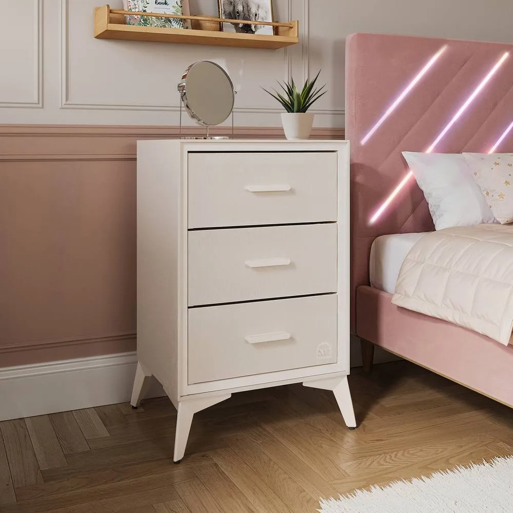 X Rocker Florence Canvas Chest of 3 Drawers in Beige