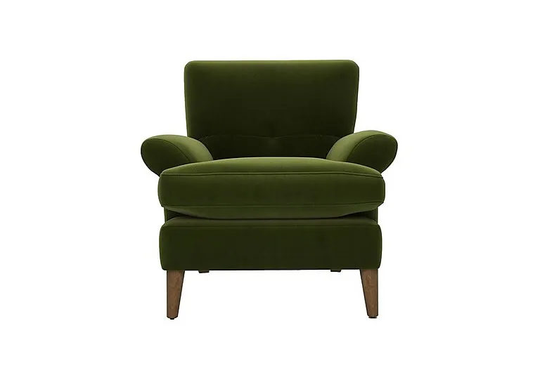 Bronwyn Fabric Joshua Armchair With Washed Oak Feet - Woodland Moss
