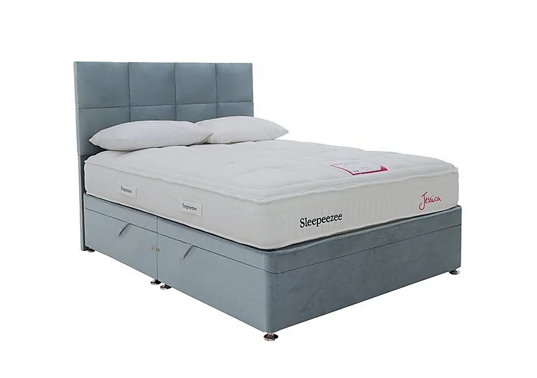 Jessica Side Ottoman Divan Set - King Size - Joshua Blue