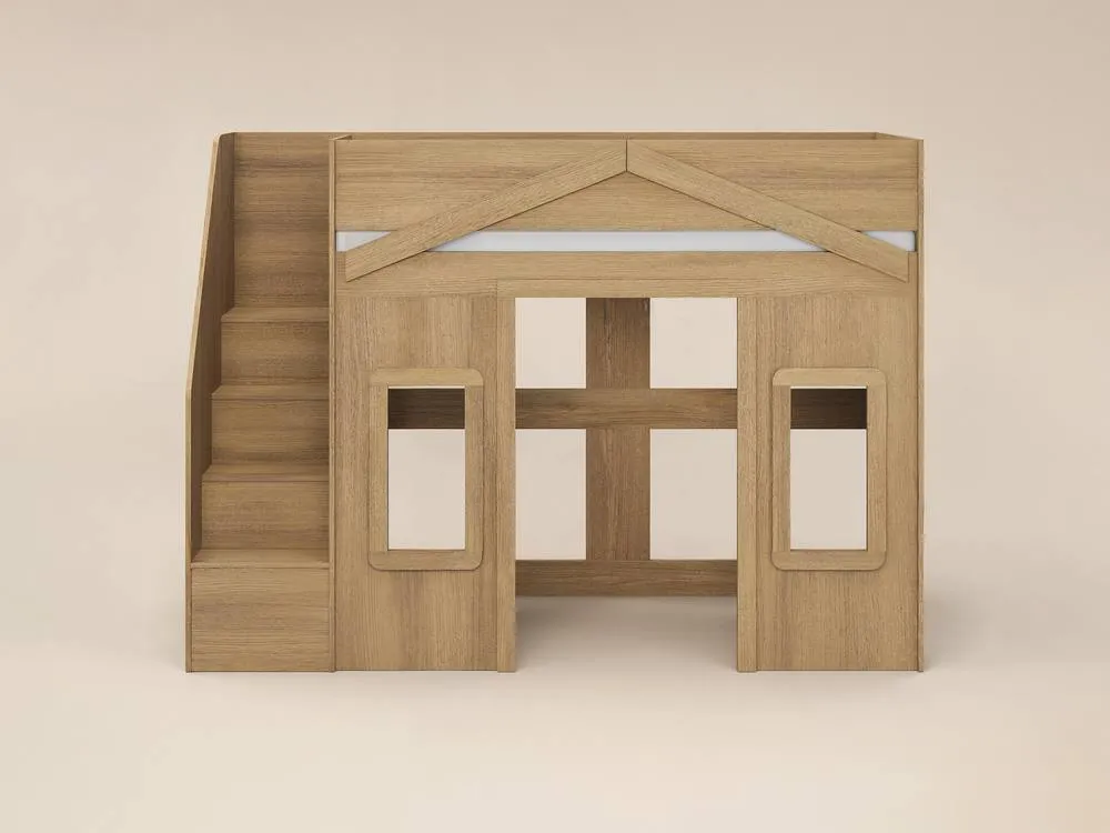 Flair Nixon Playhouse High Sleeper with Storage in Brown 3