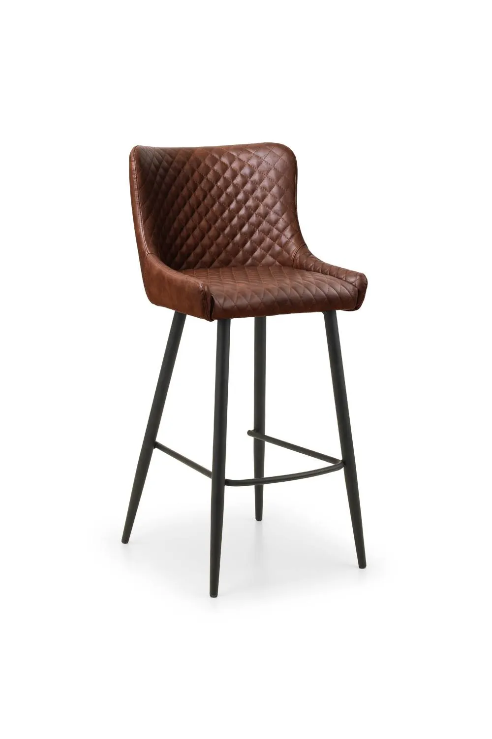 Julian Bowen Luxe Diamond Quilted Upholstered Bar Stool (Set of 2) in Brown 3