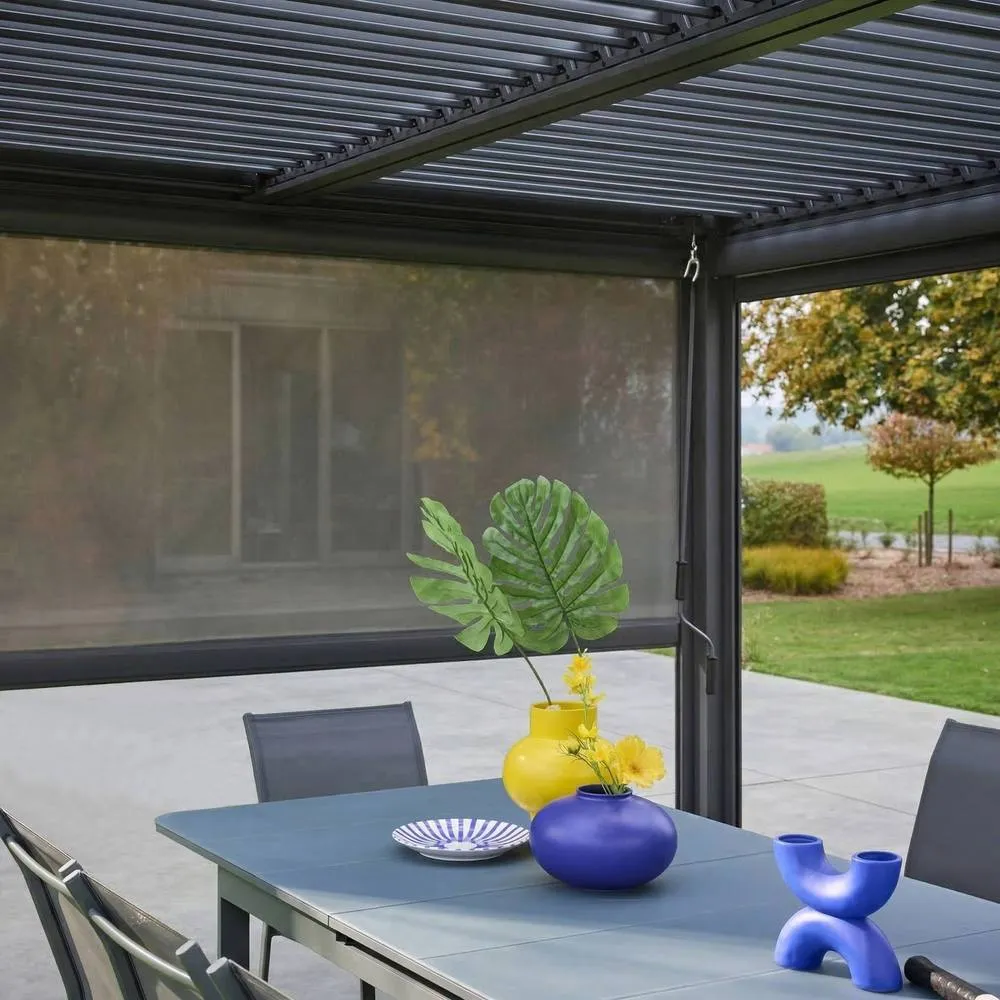 sweeek Louvered pergola 4 x 3m with a 3m blind & a 4m blind in Dark Grey 6