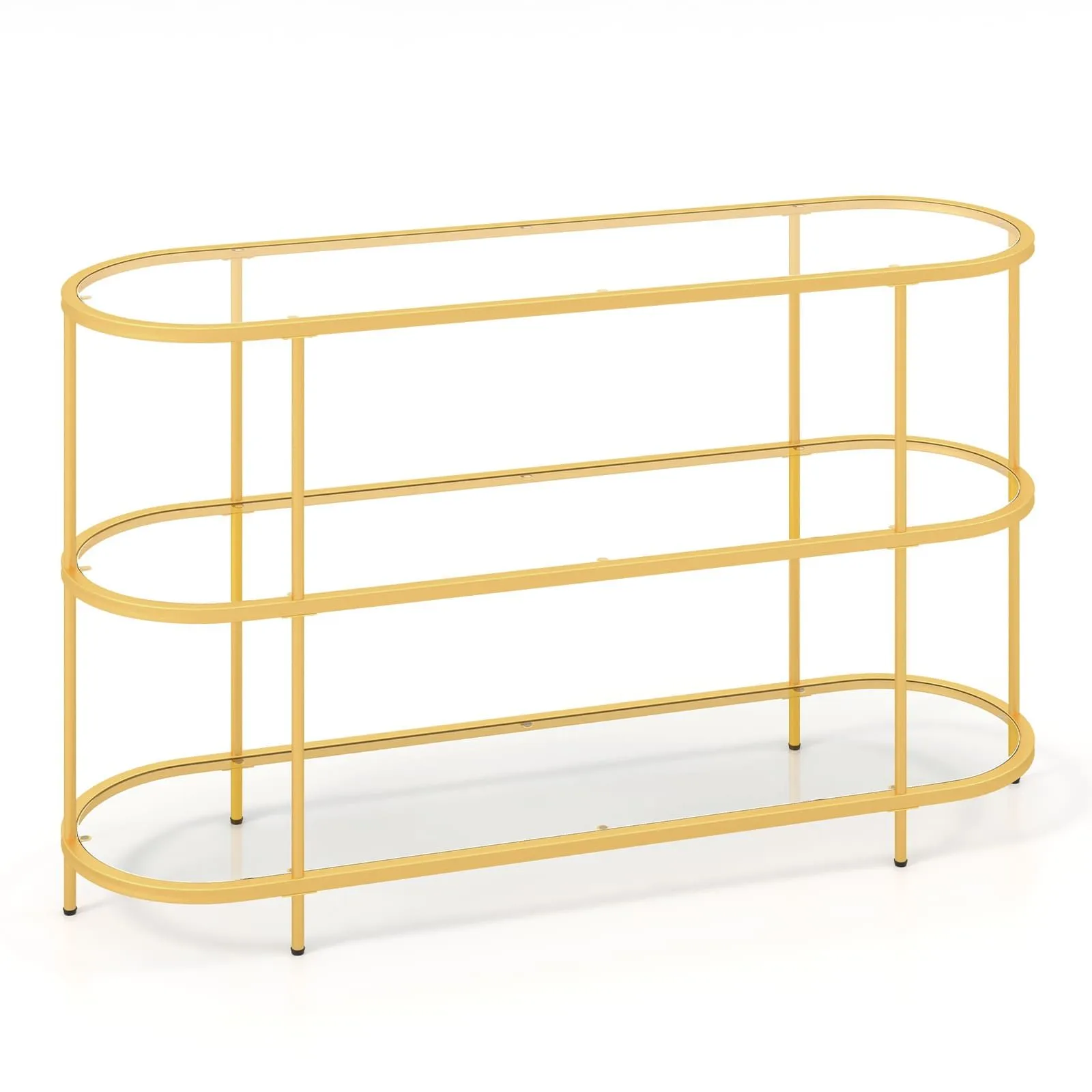 Costway 3-Tier TV Stand for TVs up to 65" 140cm TV Console Table in Gold