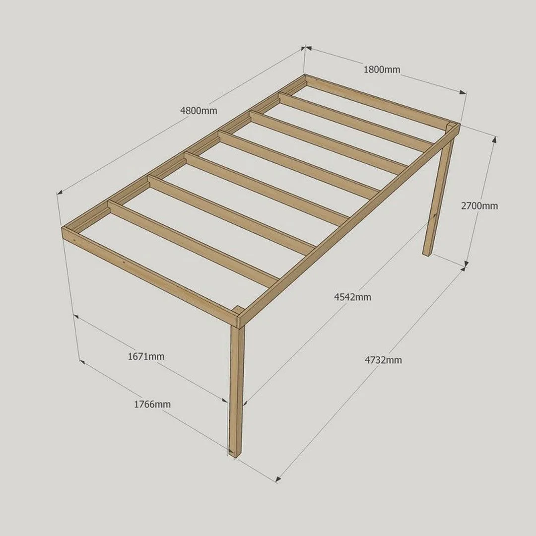 Rutland County Garden Furniture Ltd Wall Mounted Box Pergola - Wood - L180 x W480 x H270 cm - Light Green in Brown 3