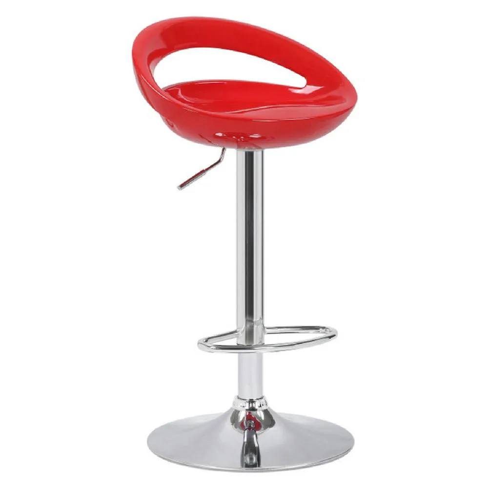netfurniture Halfy Half Moon Retro Kitchen Bar Stool - Red Seat Height Adjustable 2