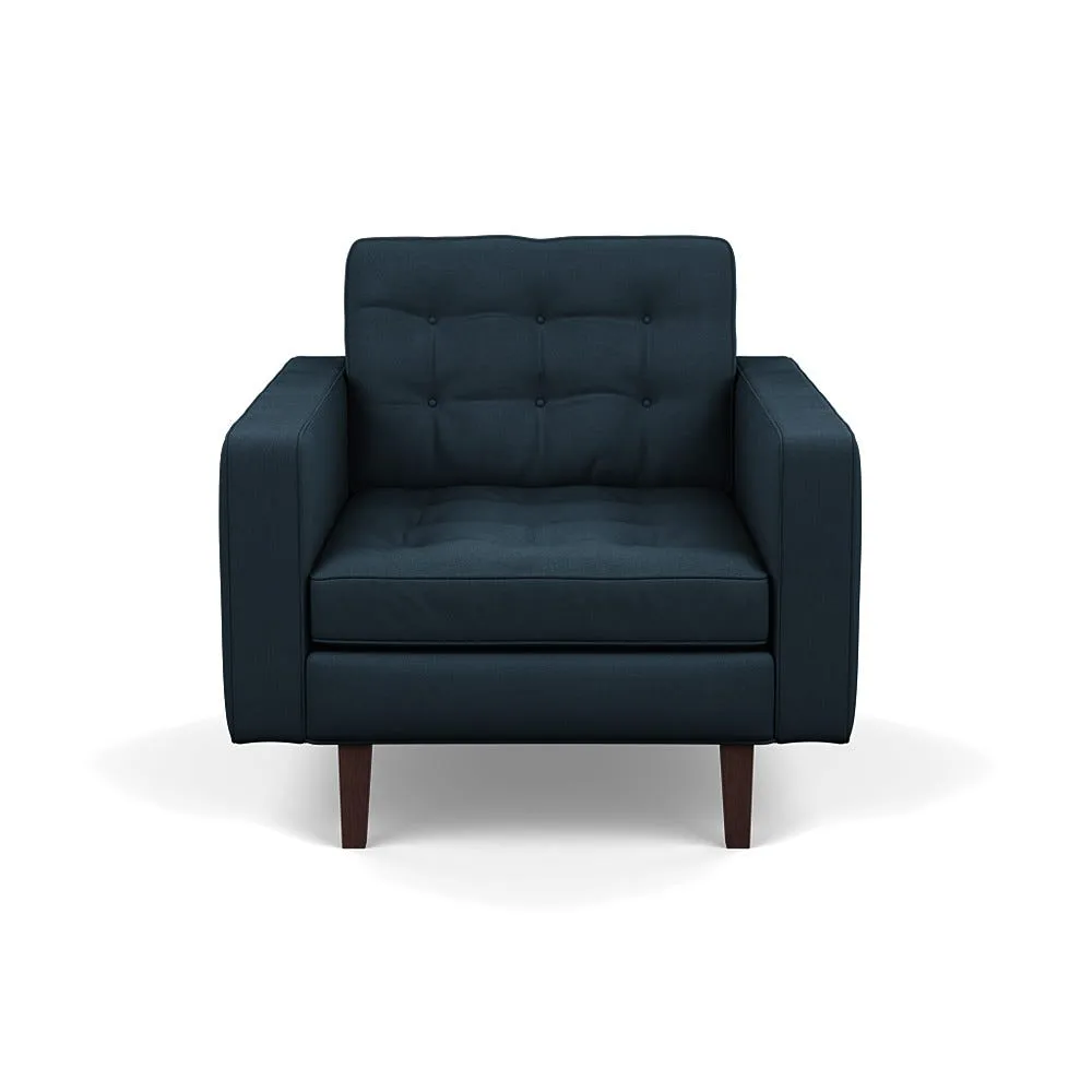 Heal's Hepburn Armchair Siena Cotton Deep Sea Wenge